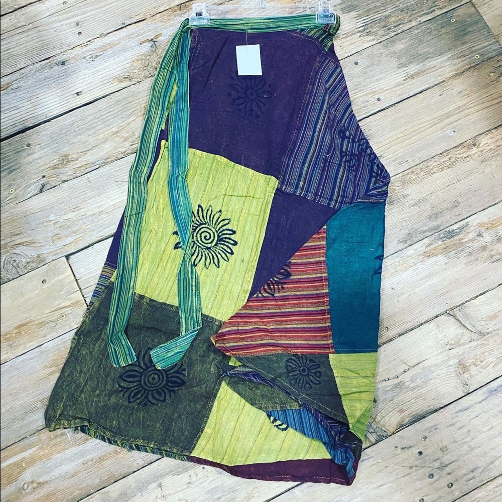 Hippie patchwork wrap skirt
